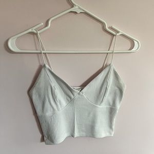 V neck cropped white tank top from Garage